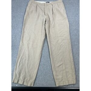 Vintage Polo Ralph Lauren Trousers Pants Sz 36x31 Made In USA Beige Wide Leg